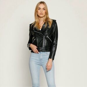 Walter Baker Black Leather Biker Jacket